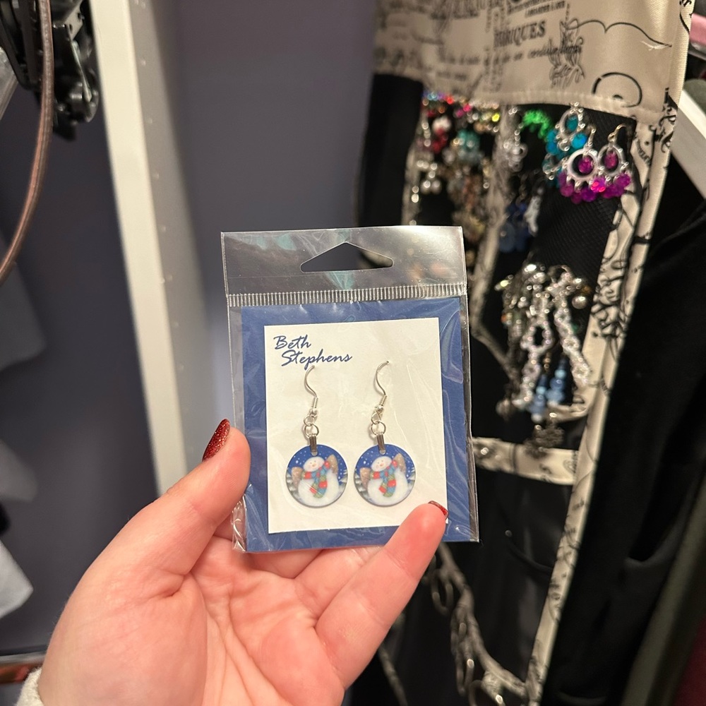 handmade snowman earrings